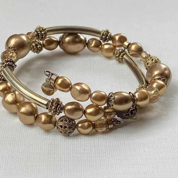 Gold beaded wrap bracelet - Picture 1 of 2
